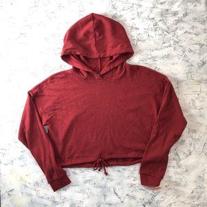 NWT Colsie Long Sleeve Hooded Cropped Hoodie w/ Drawstring Maroon Size XL